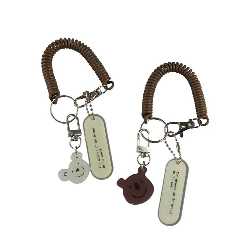 Unique Cartoon Bear Spring Coil Key Chain Key Holder Acrylic Cartoon Lanyard Korean Style Key Ring Ornaments Women