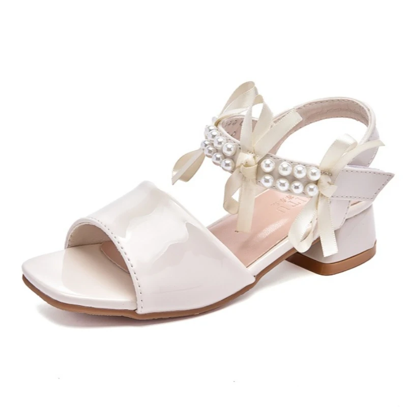 2026 Summer Girls Bowknot Princess Sandals Fashion Children's High Heels Kids Dress Shoes for Performance Catwalk Occasion