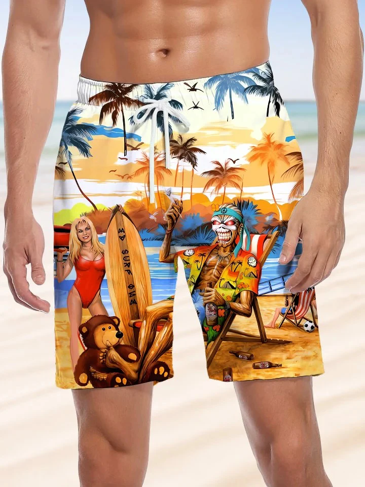 

Novelty Mens Shorts Swim Beach Shorts 3D Hawaiian Beach Print Surfboard Shorts Swim Trunks Mens and Womens Shorts
