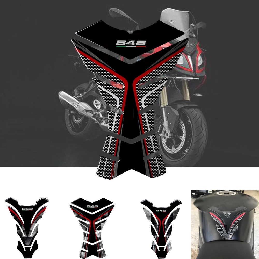 Untuk Ducati Streetfighter 848 stiker tangki bahan bakar 3D stiker sepeda motor tahan air Tankpad bentuk tulang ikan tahan aus