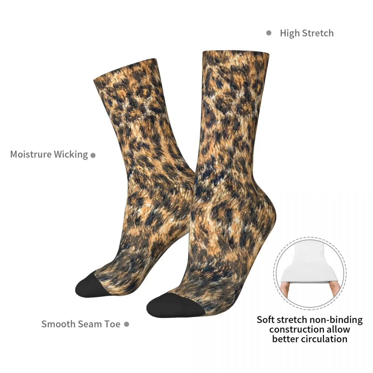 Leopard Cheetah Fur Wildlife Print Socks Harajuku High Quality Stockings All Season Long Socks Accessories for Man's Woman Gifts