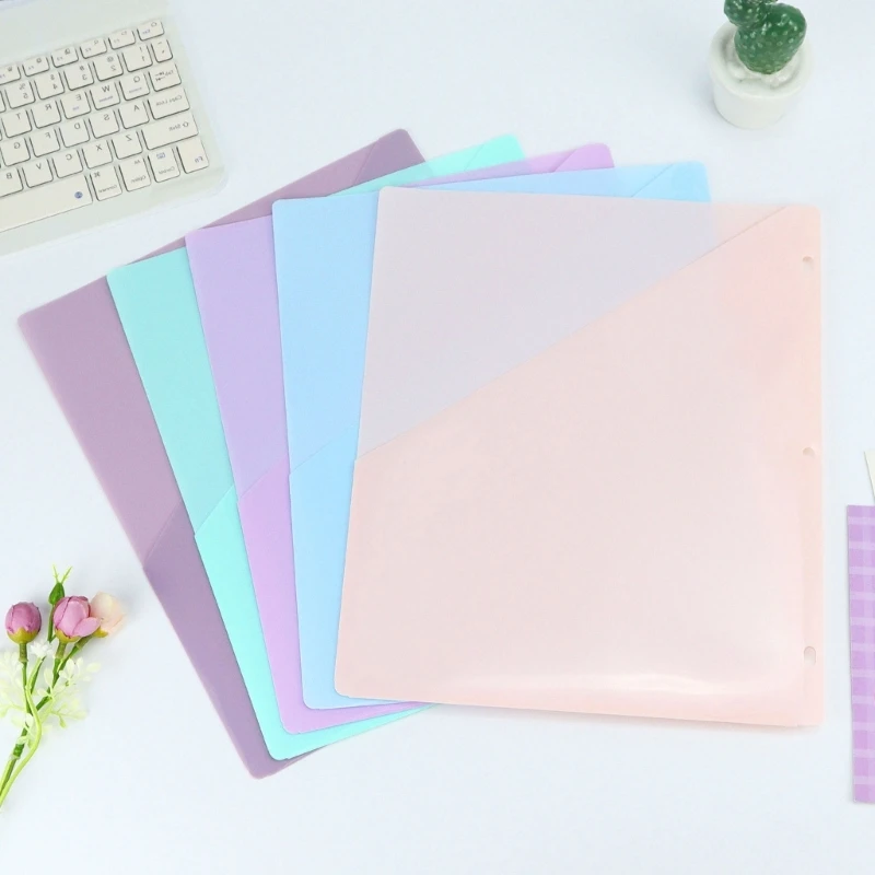 5 ชิ้น 3 หลุม Binder แบ่งกระเป๋าด้านหน้าสำหรับ 3 แหวน Binder Letter ขนาด Binder Divider กระเป๋าเดี่ยว Divider