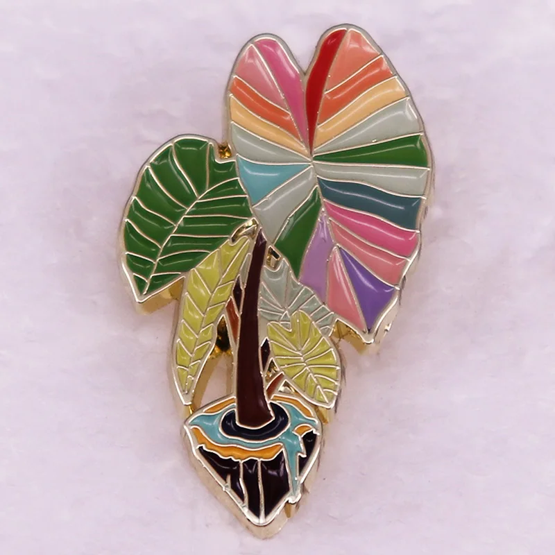 Alocasia frydek Plant rainbow leaf Enamel Pin LGBT brooch jewelry Backpack Decorate Gift For Plant Lover