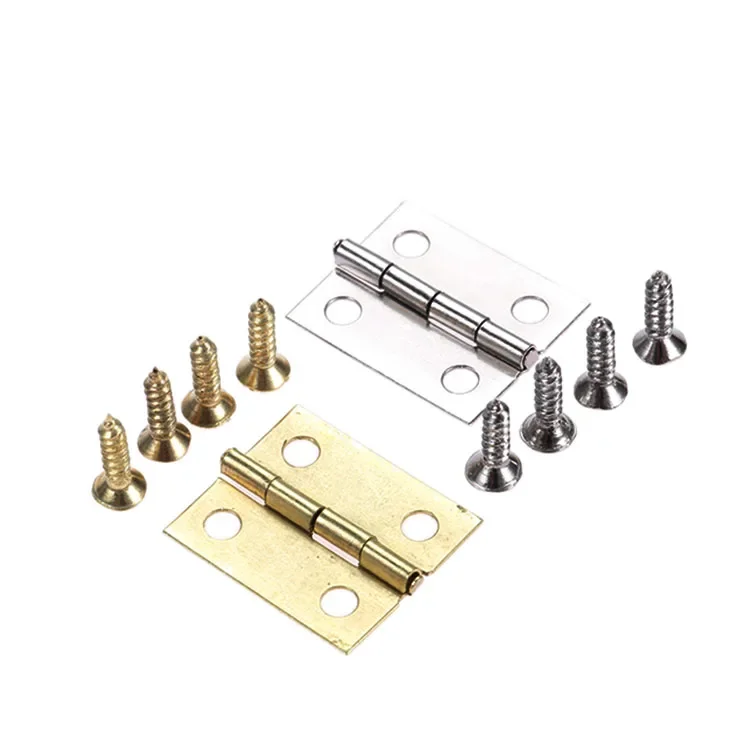 100pcs/Box Hinge w/screws Iron 4 Holes Right Angle Hinge Silver/Gold DIY Decor Furniture Mini 18*16mm Craft Decor Furniture DIY