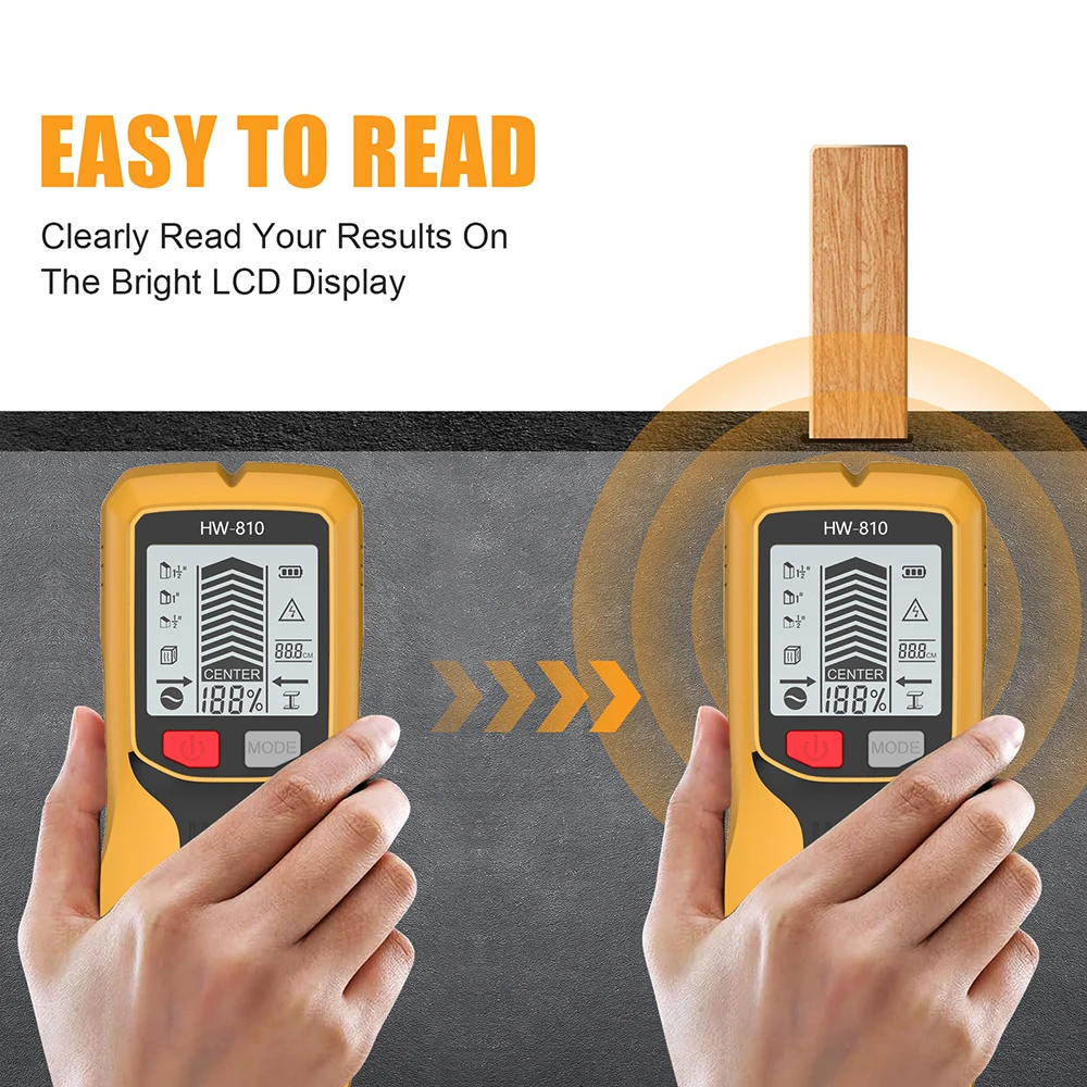 6 in 1 Metal Wood Wall Stud Finder Palmare Metallo AC Tensione Live Wire Wall Scanner Rilevatore Stud Finder Scatola elettrica