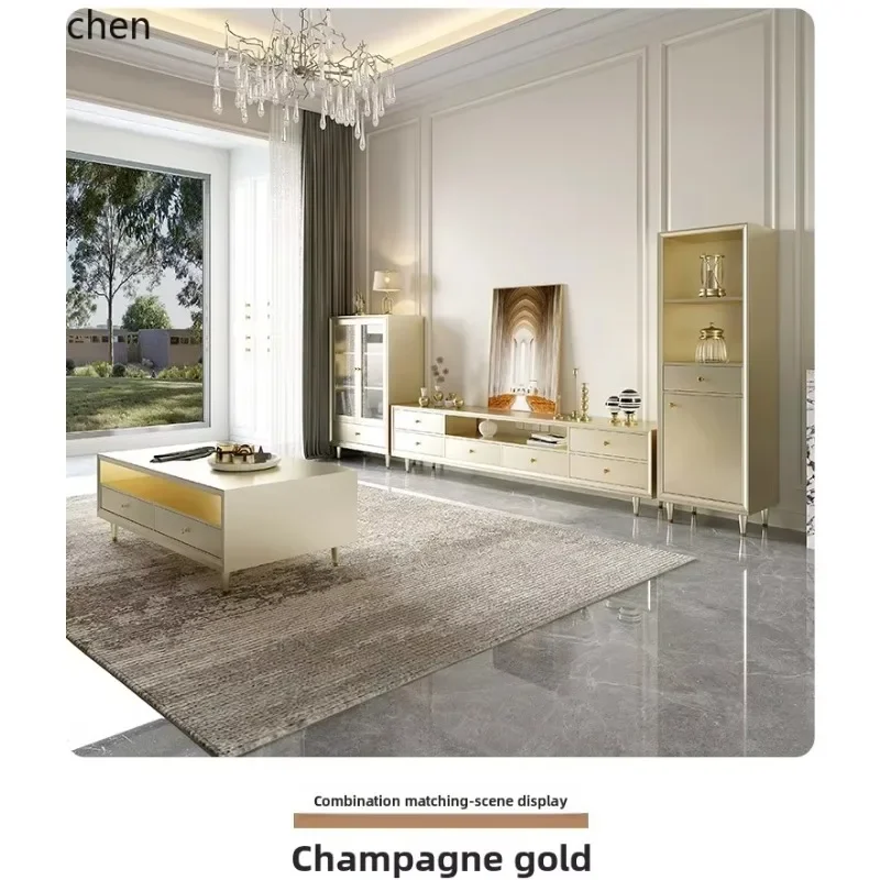 PYH Solid Wood TV Cabinet Modern Storage Cabinet Integrated Living Room Dedicated Home Simple High-end Floor Cabinet