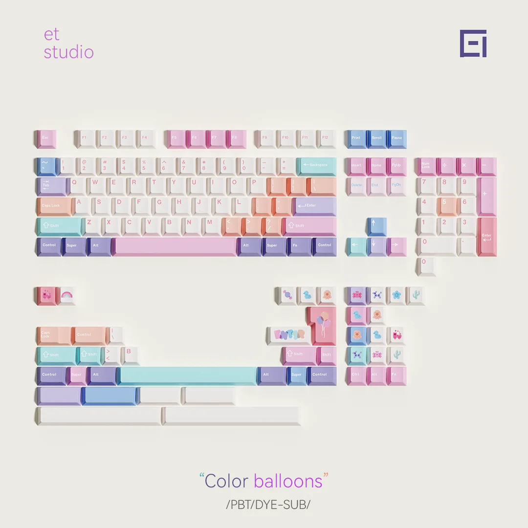 CHOSFOX&ET 149 Keys PBT Keycaps Customized Five Sided Hot Sublimation Balloon Parties Cherry Height Mechanical Keyboard DIY