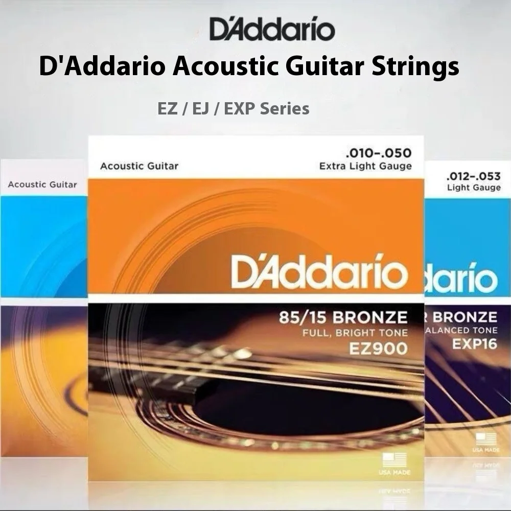 مجموعة من ستة برونز فوسفور D'Addario مطلية بأوتار جيتار كهربائية نحاسية، مقاومة للصدأ وأقل احتمالًا للكسر