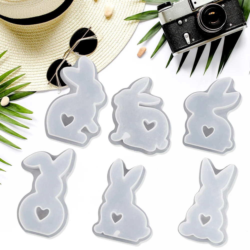 Moule à bougie d'aromathérapie lapin 3D, lapin de Pâques, lapin bricolage, moules à cœur creux, fournitures d'artisanat exécutif