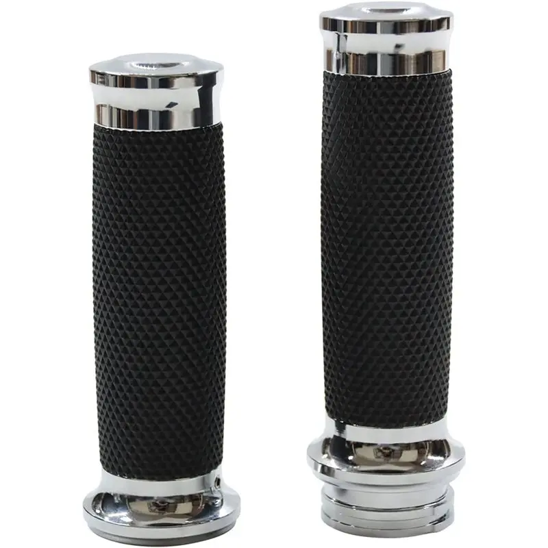Stable-6X Universal 1In 25Mm Hand Grips Motorcycle Handle Bar Handlebar For Touring Sportster 883 1200 XR Silver