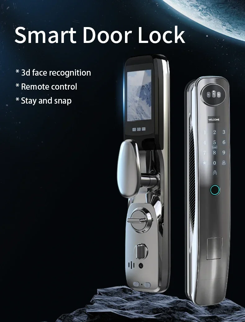 3d Face Recognition Camera Fingerprint Door Lock Video Calling Digital Wifi Code Card Smart Lock Door