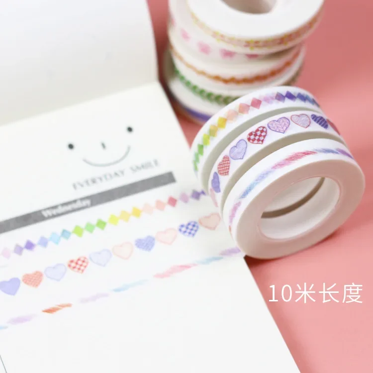 2pcs 10 Meter Hand-painted and Paper Tape Creative Dividing Line Stickers Ledger Diaries Decorative Tape Stickers