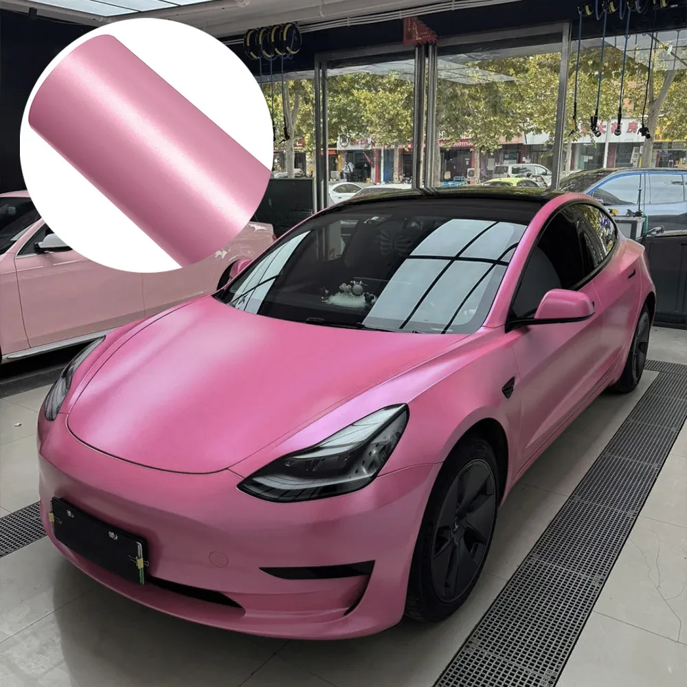 Matte Metallic Coral Pink Car Vinyl Wrap Film Air‑Channel Bubble Free Sticker PVC Auto Self‑Adhesive Decal Wrapping Film