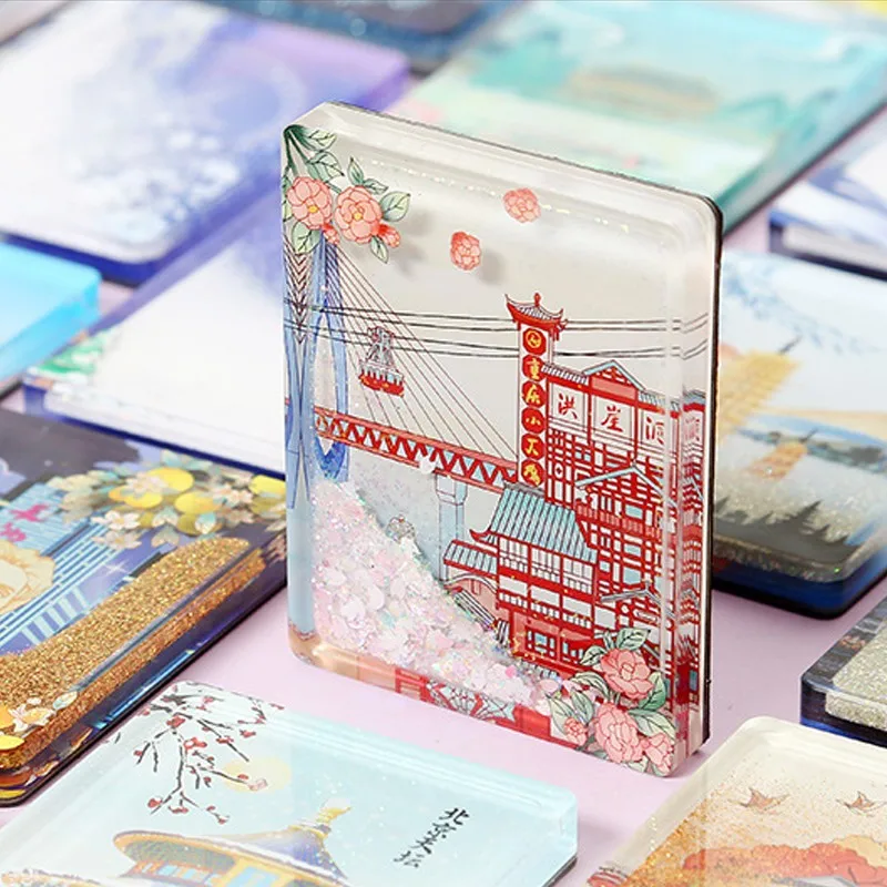 DIY Acrylic Fridge Magnet Set Creative Square Decorative Adhesive Stickers Blank Magnets for Office Use Festival Handmade Gift
