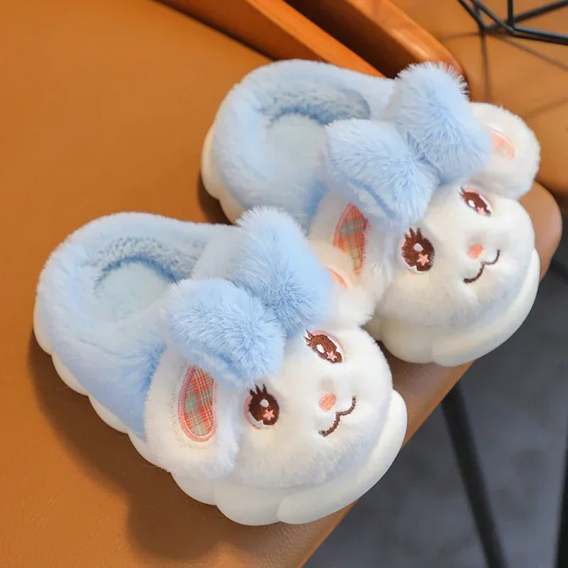 New Winter Warm Cute Cartoon Rabbit Children\'s Plush Slippers Soft Non-slip For Baby Boys Girls Kids Indoor Home Cotton Shoes