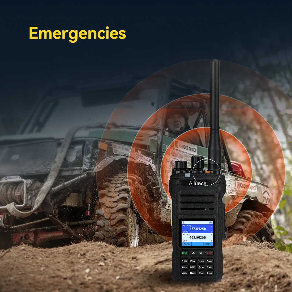 Retevis Ailunce HA1G GMRS Handfunkgerät mit Kabel, IP67 wasserdicht, NOAA Wetterwarnung, 2800mAh Akku, Repeater-Funktion – Detail 7