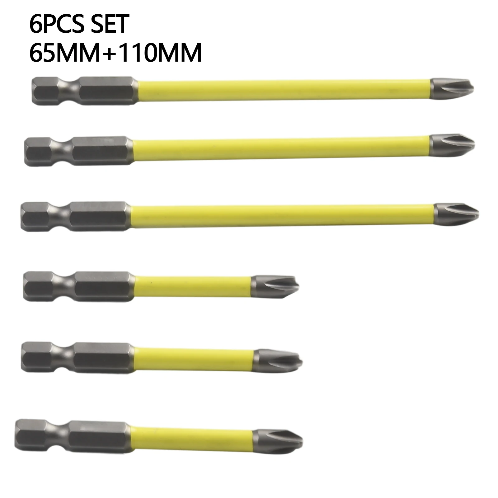 

High Quality Brand New Screwdriver Bit Slotted Cross Yellow 65mm 110mm 6pcs Alloy Steel For Electrician Hand Tools