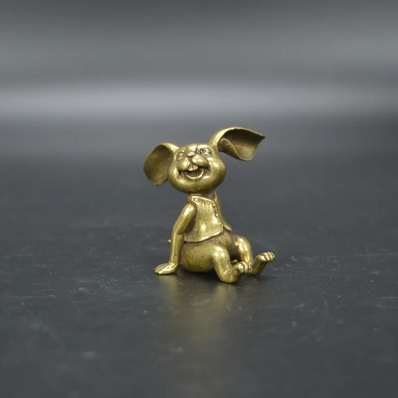 1/2 pieces of cute big-eared rabbit brass animal ornaments, perfect for your home