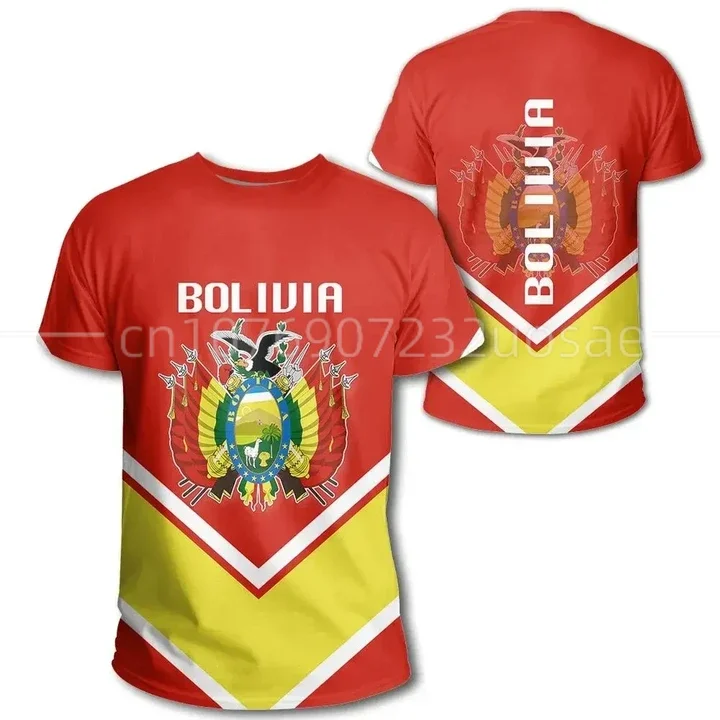 New Bolivia Flag T-shirt 3D Print Street Harajuku Extra Large Round Neck T-shirt Custom Name Men's and Women's Top