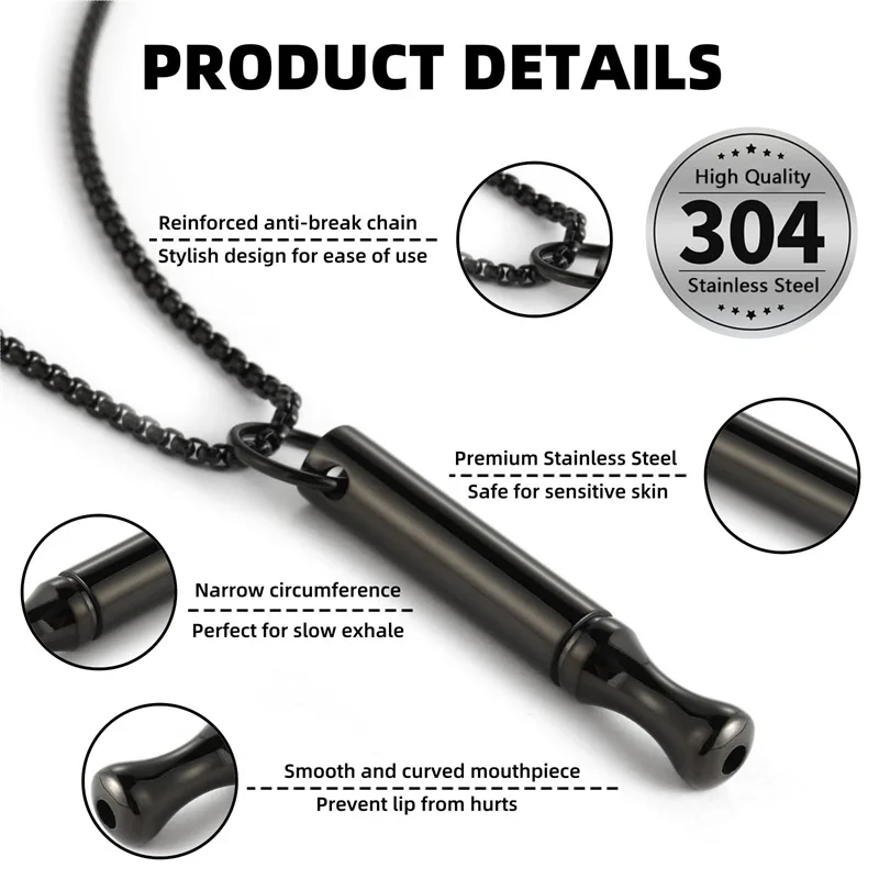Breathing Necklace for Anxiety Relief Breathlink Quit Smoking Vaping Necklace Stop Smoking Fidget Inhaler Necklace for Women Men