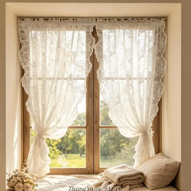 Schlafzimmer-Vorhang-Set, bestickte, transparente Bahnen für ruhige Privatsphäre, 3 x – Detail 3