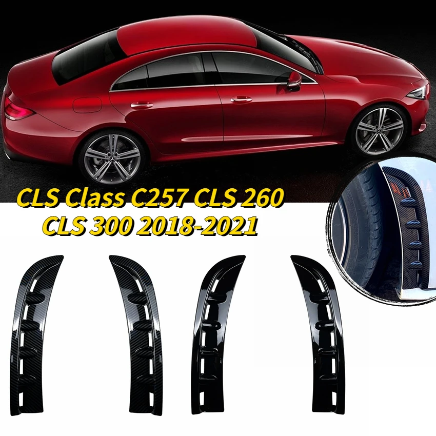 Image of Für Mercedes-Benz CLS Klasse C257 CLS260 CLS300 2018-2021 Front Stoßstange Wind Messer Klinge Auto Vorderrad ABS Air Vent Haube Kotflügel