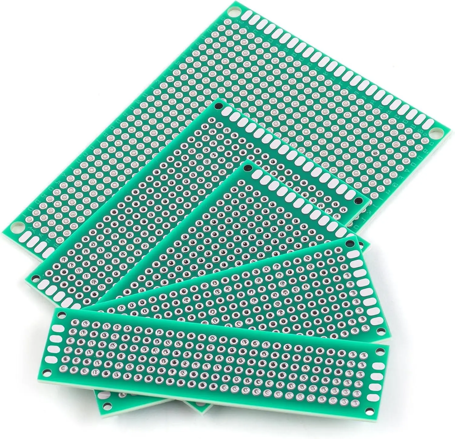 บอร์ด PCB ต้นแบบสีเขียว 2x8/3x7/4x6/5x7/7x9 ซม. แผงวงจรสองด้าน สำหรับงาน DIY บัดกรี 5/10 ชิ้น