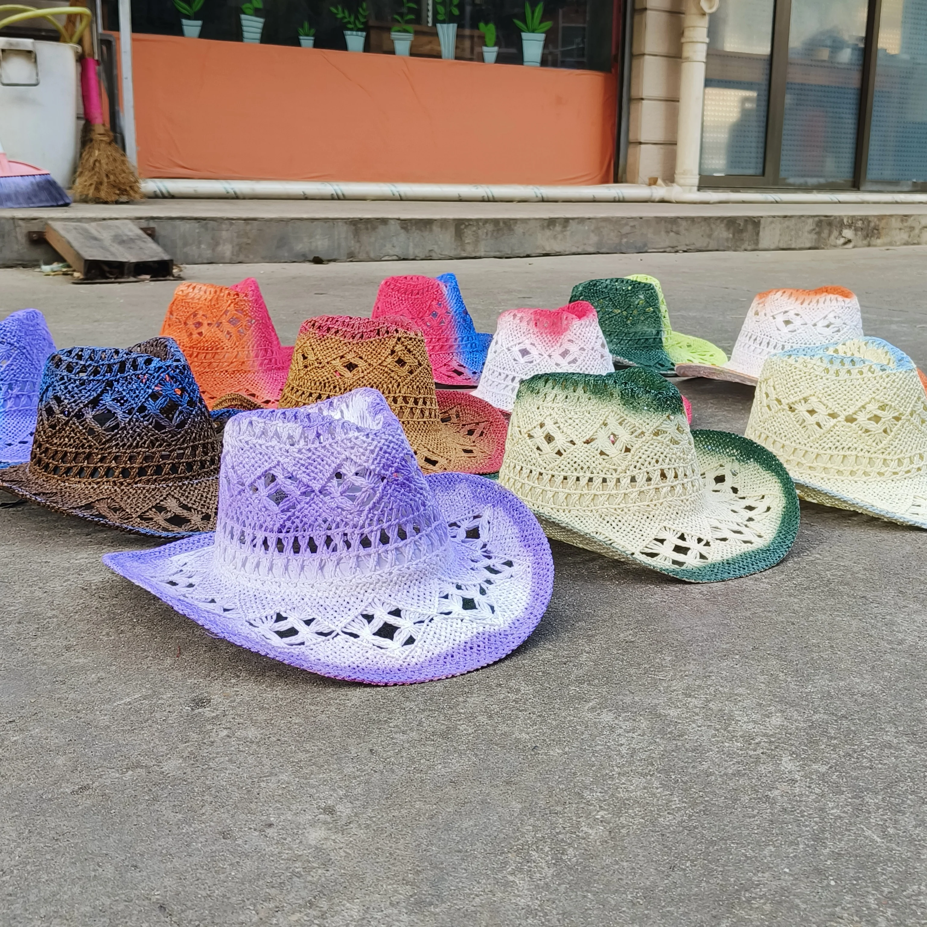 Western Cowboy Straw hat Hollow women Fashion Handknitted straw hat Party Outdoor summer cowboy Sunshade sombrero vaquero hombre