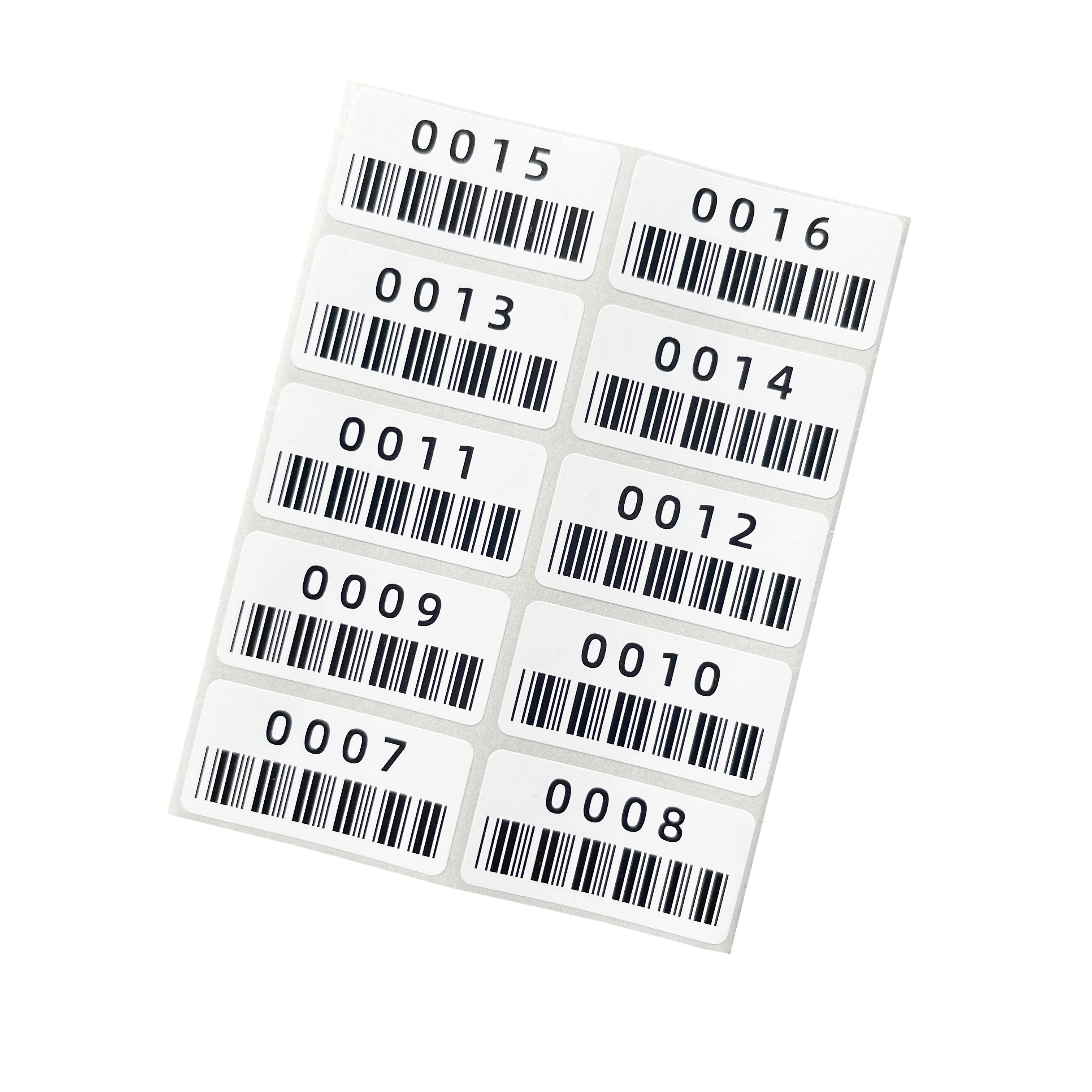 500PCS continuously numbered label sticker 40X20mm600dpi HD pre-printed barcode serial number black text on white background