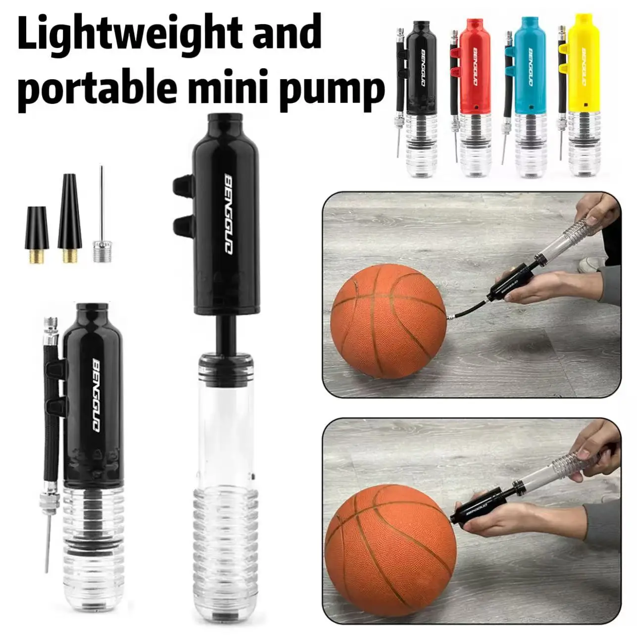 Bomba de Ar Manual 20PSI à Prova de Poeira, Inflador de Bolas Portátil para Balões, Voleibol e Basquetebol