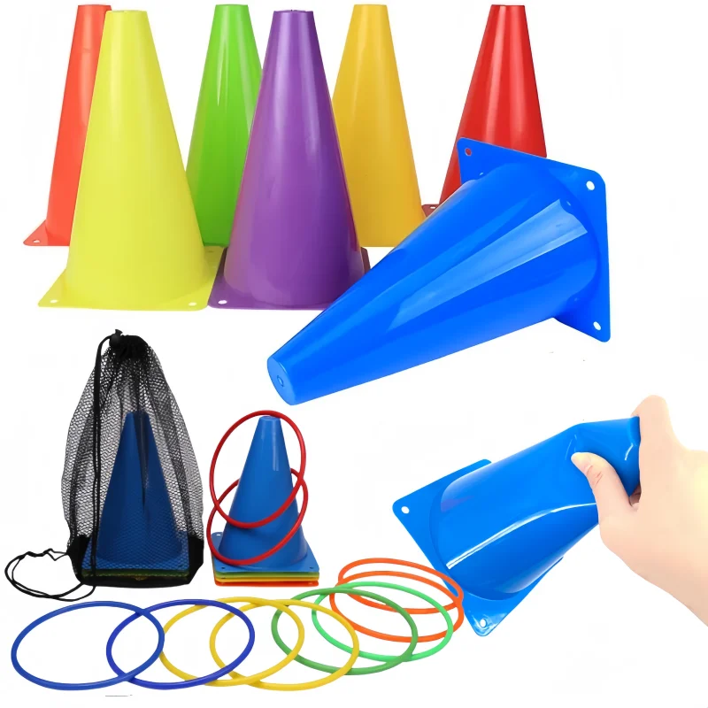 Flat Training Cone Roller Pile, Sinal Bucket Toy, Barreira de Futebol, Springback, Marcação Cup, Símbolo Acessórios Esportivos, 23cm, 6Pcs