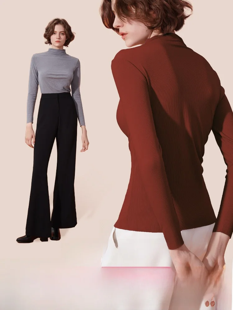 Ubras Base Layer Shirt Small High Collar Warm Underwear Inner Wear Versatile Autumn Winter Women's Clothing Comfortable Fabric