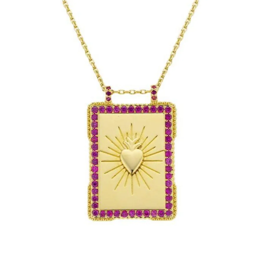 Bohemian Big Tarot Card Necklace Women\'s Sun Moon Devil\'s Eye Square Necklace Love Long Necklace Gold Plated Charm Jewelry