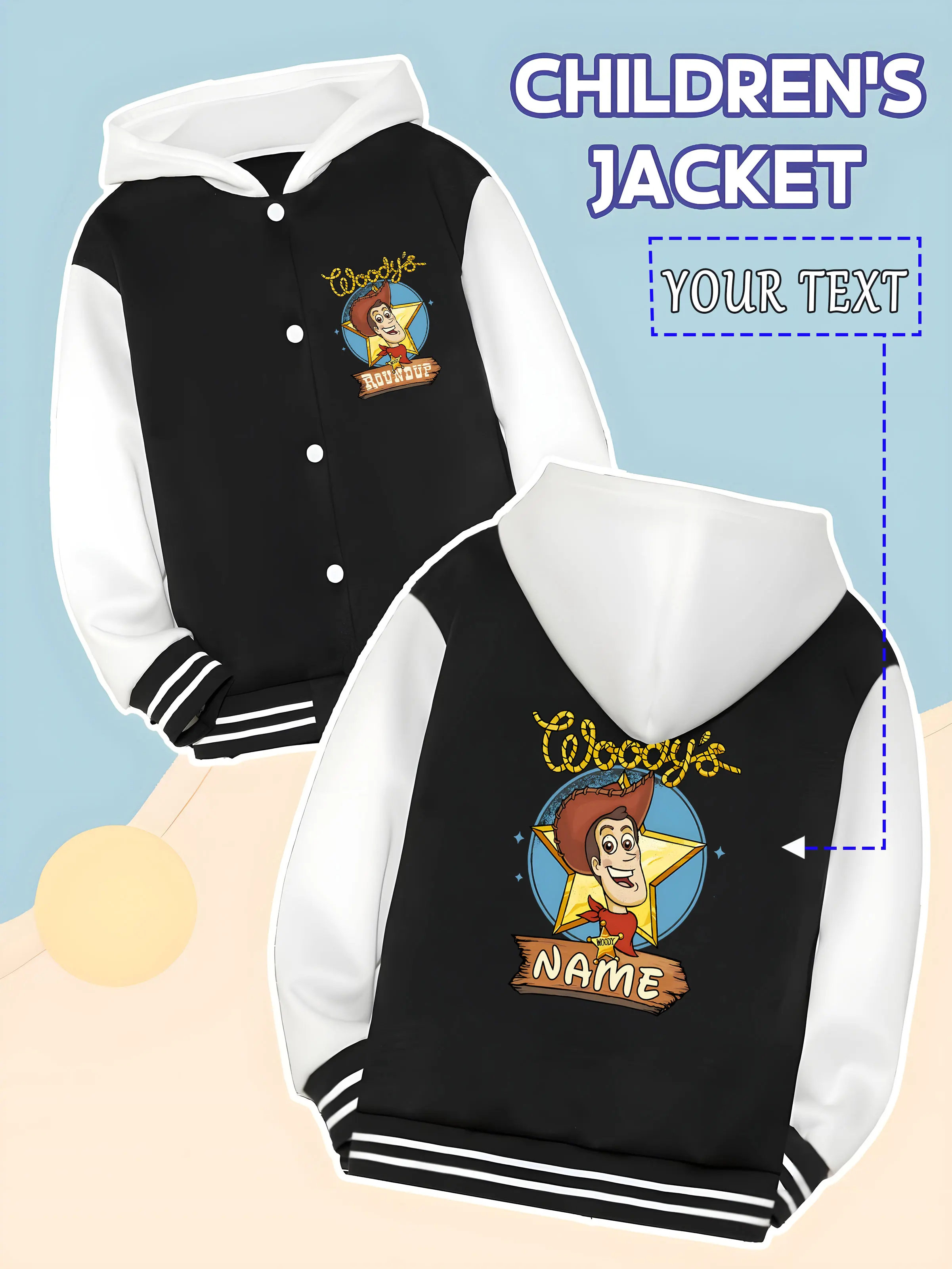 

MINISO Disney Toy Story Woody-style children's baseball jacket - Woody's classic image, full of fun, suitable for Toy Story fans