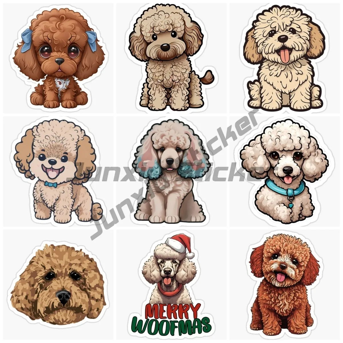 

Poodle Vinyl Autohesion Car Stickers for Window Truck Camper Guitar Car Accessories Decoration PVC Decal