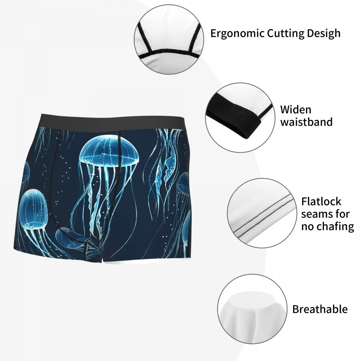 Glowing Jellyfish Man\'s Boxer Briefs Breathable Funny Underwear High Quality Print Shorts Gift Idea