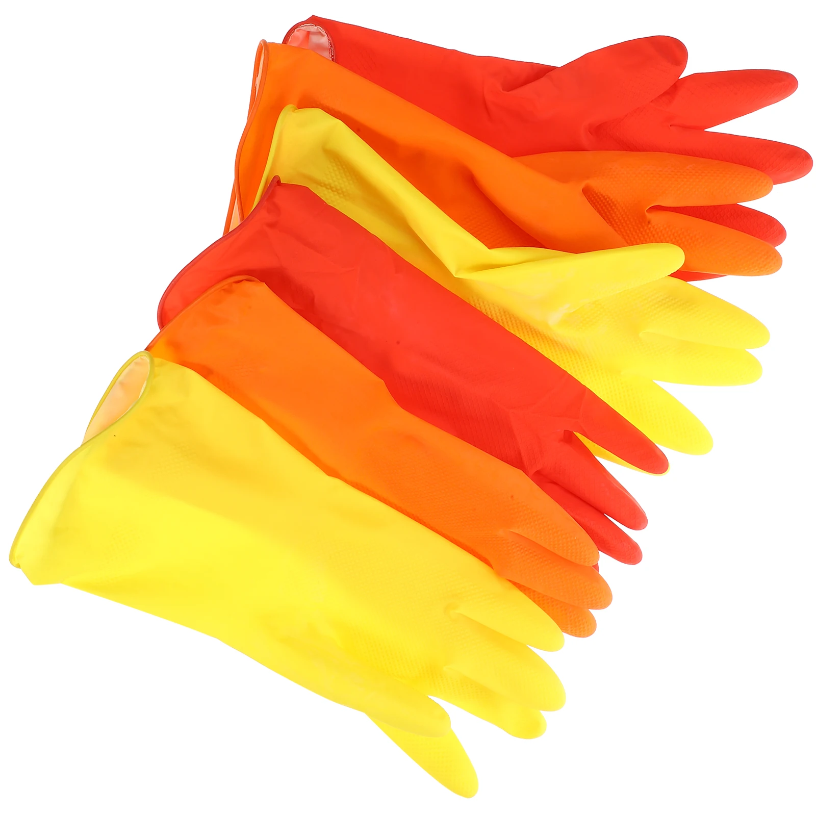 

3pcs Cleaning Latex Gloves Dish Washing Waterproof Medium L Red Yellow Orange 40g Kitchen Cloth Food Prep Gardening Household