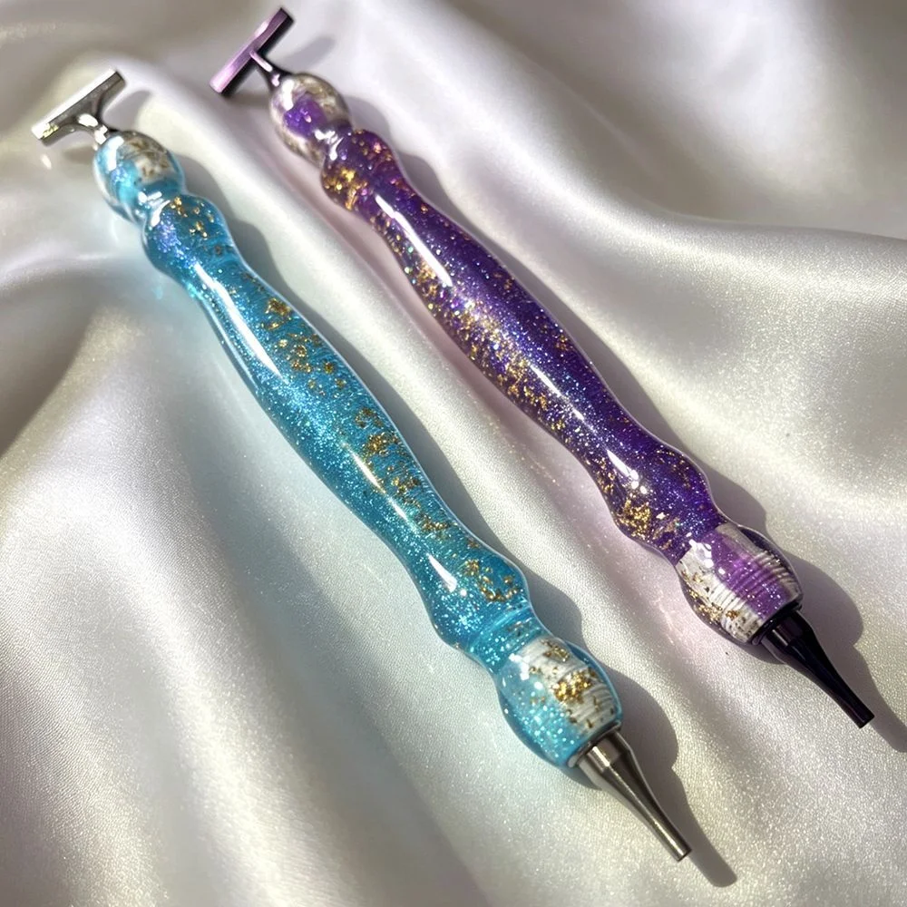 New Shiny Blue/Purple Gold Foil Threaded Diamond Painting Pen Stainess Steel Pen Tips Diamond Embroidery Tool Accessories