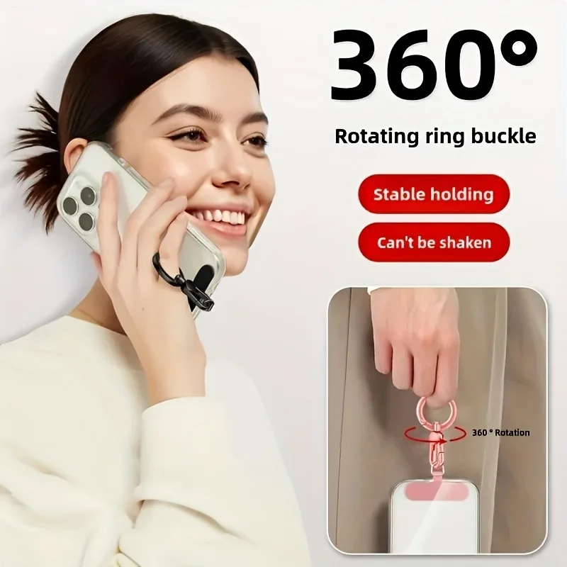 Stainless Steel Phone Lanyard Clip Patch 360° Rotatable Anti-lost Phone Case Hanging Rope Snap Detachable Ultra-thin - náhled 4