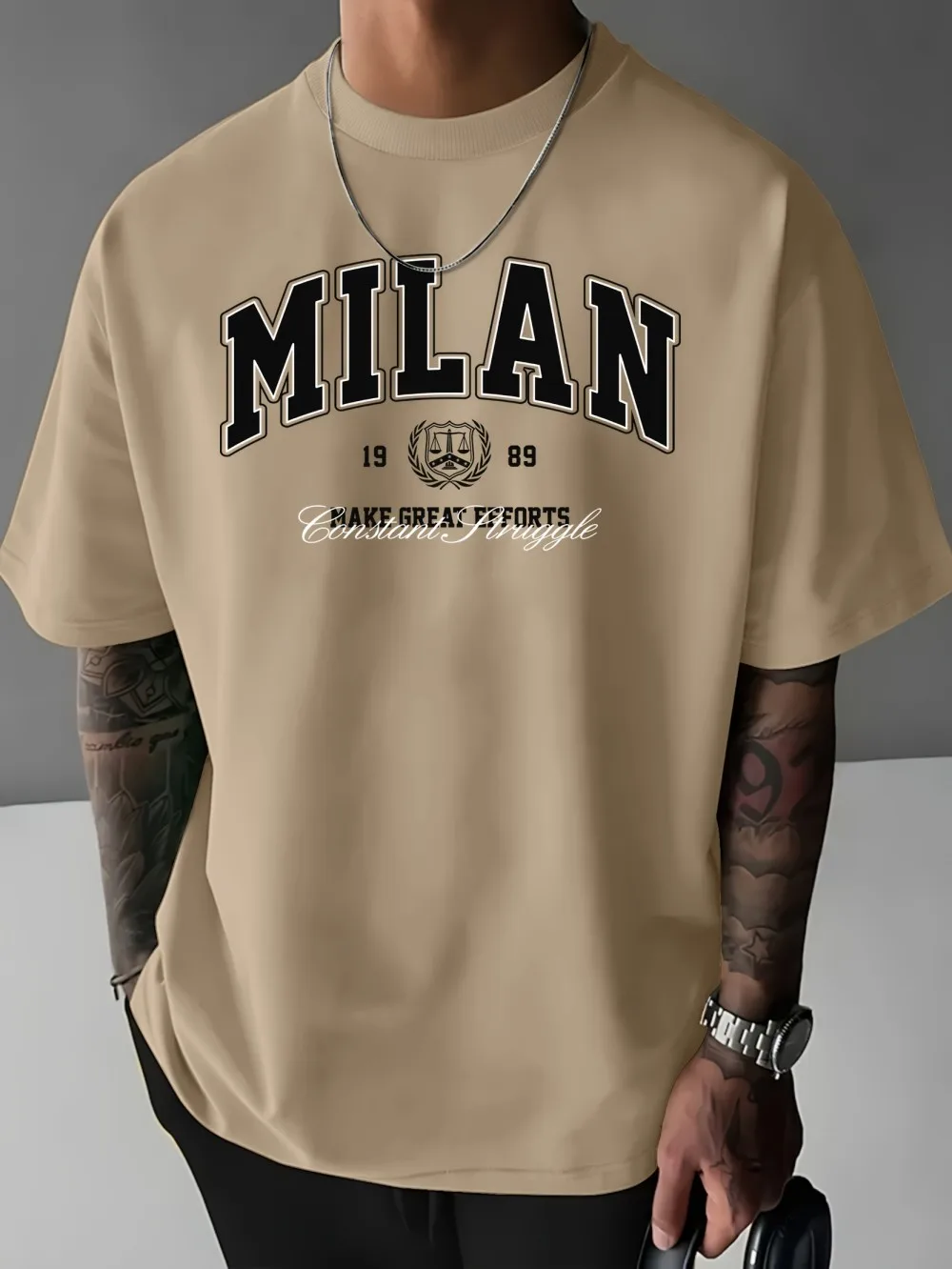 European and American men's summer teddy bear letter graffiti print soft and breathable round neck T-shirt outdoor street top