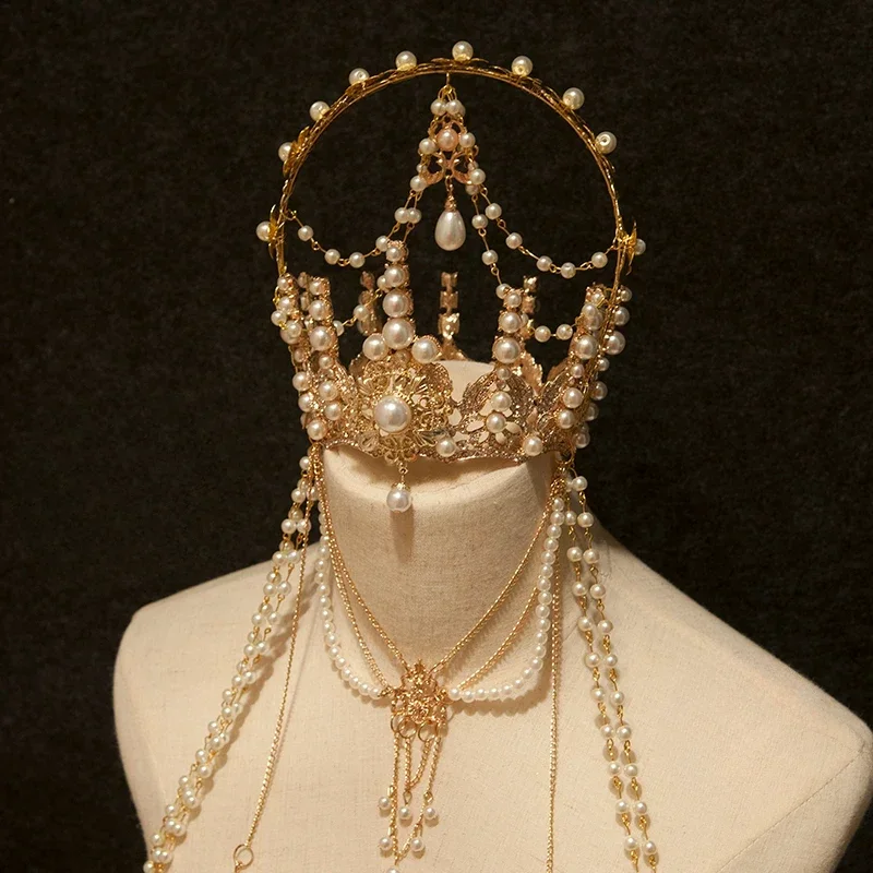

[Moon God] Hexagram lolita original handmade nine songs White Moon Like Frost Virgin Crown Headgear Crown Customization