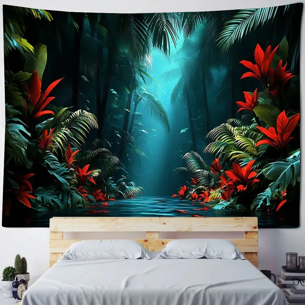 Home Background Decor Bohemian Style Tapestry Tropical Plants Art Wall Hanging Psychedelic
