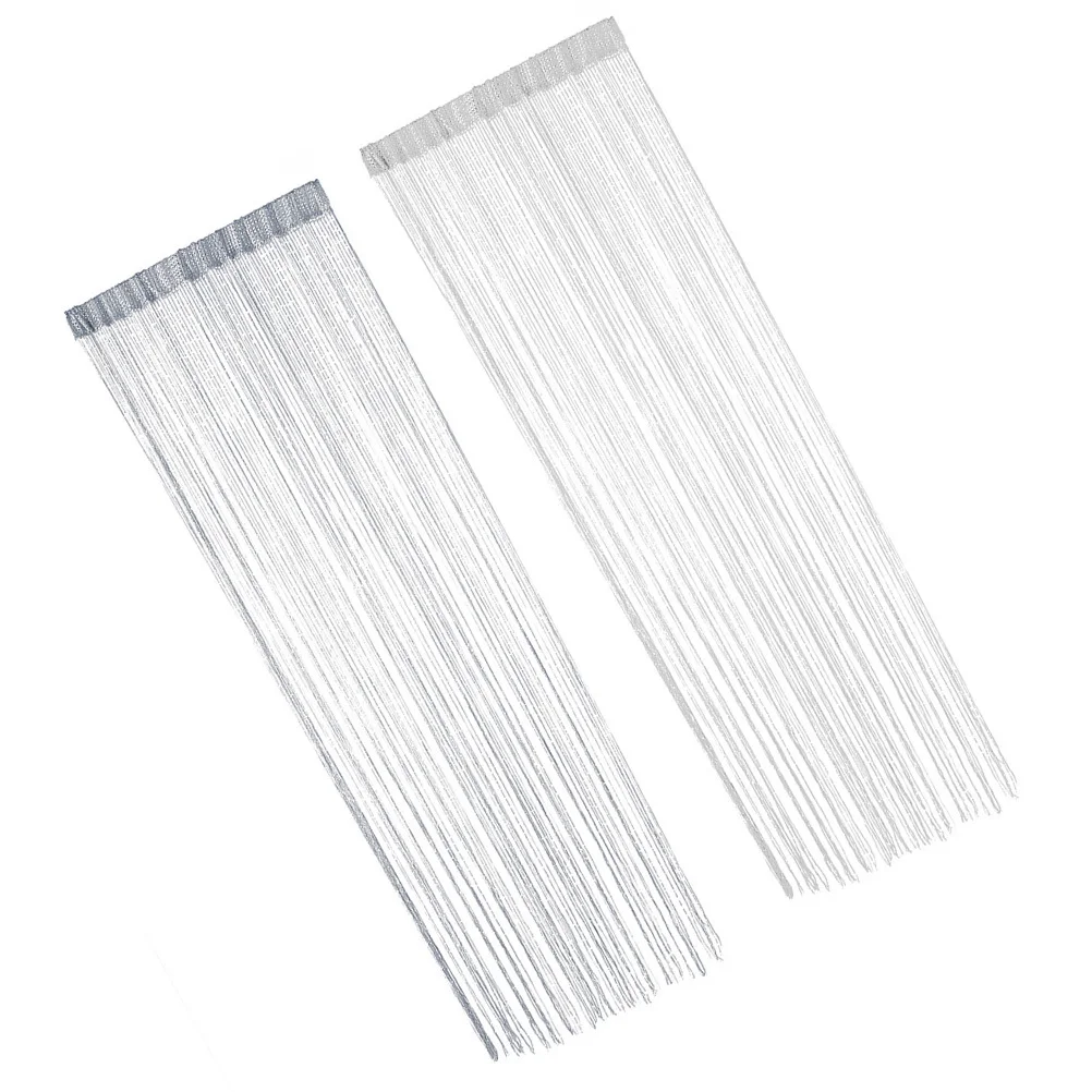 

2Pcs Silver String Curtain Thick Tassel Curtain String Panel for Window Room Divider Wedding Party Home Decor