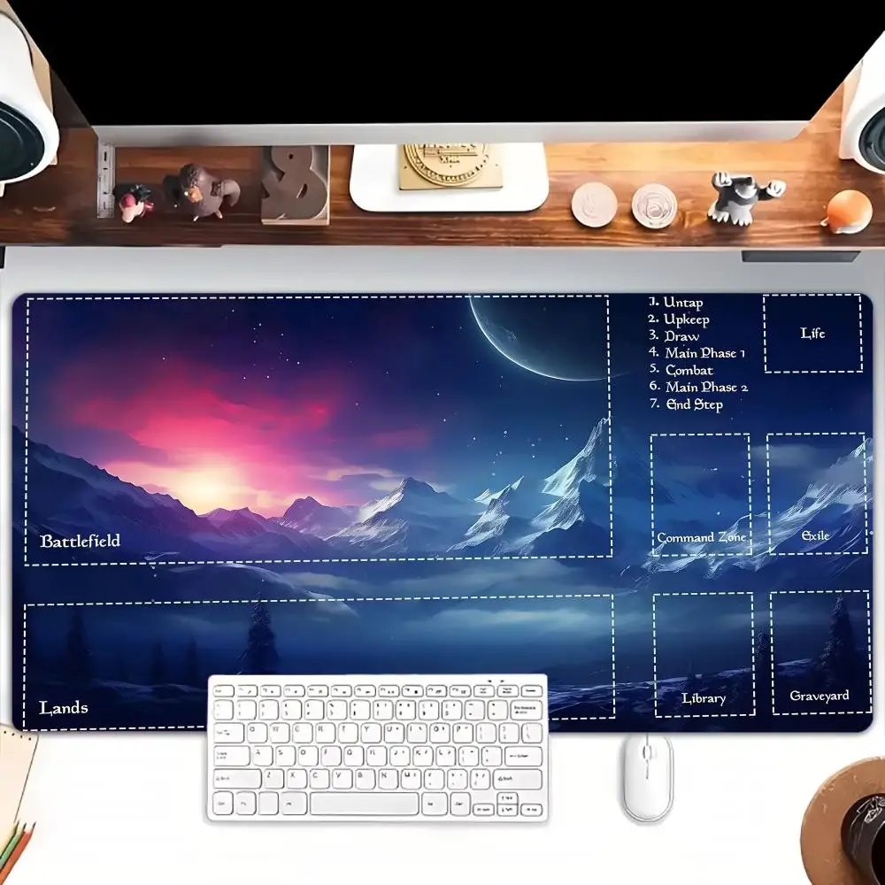 Mountain Twilight Playmat, Magic TCG Playmat with Lands Symbols, Non-Slip Rubber Gaming Mat, Premium Trading Card Game Mat