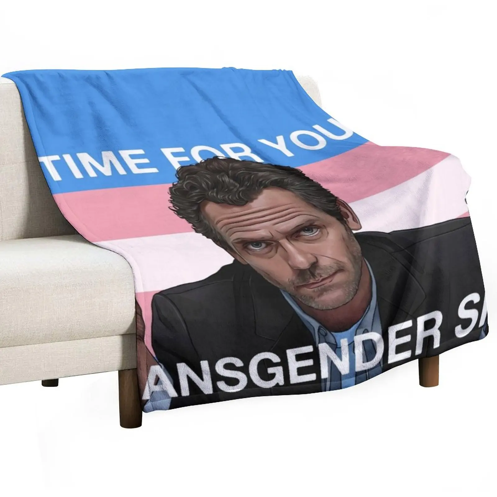 Dr. House Trans Flag Throw Blanket Soft Beds Tourist Single Baby Camping Soft Blankets