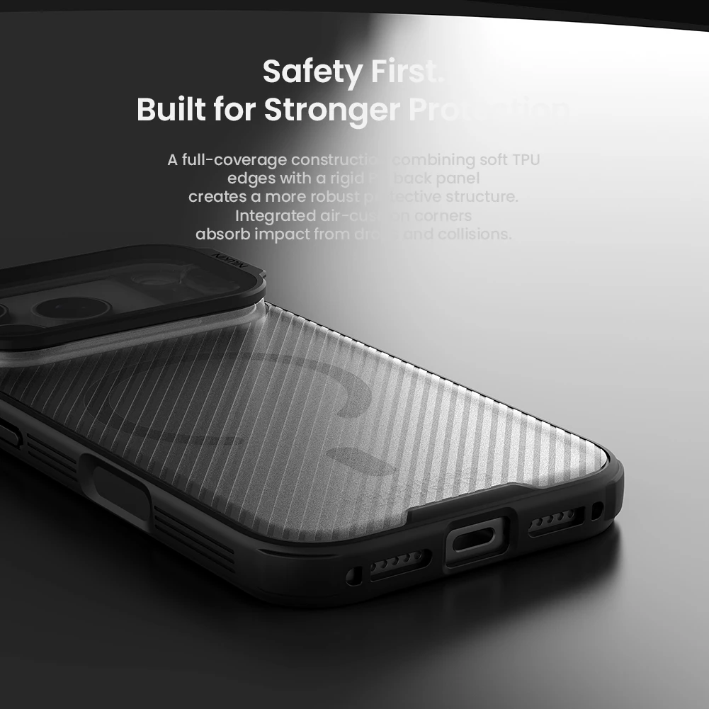 NILLKIN Magnetic Case For iPhone 18 Pro/18 Pro Max, Slide Camera Lens Cover with Hidden Stand, Aluminum Kickstand, Shock Proof