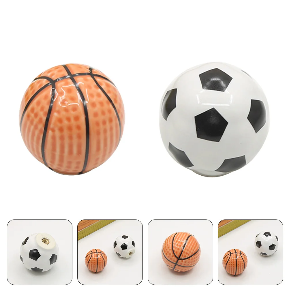 

2Pcs Football Basketball Ceramic Knobs Decorative Drawer Pulls Handlebars for Dresser Cabinet Wardrobe Replacement Elegance