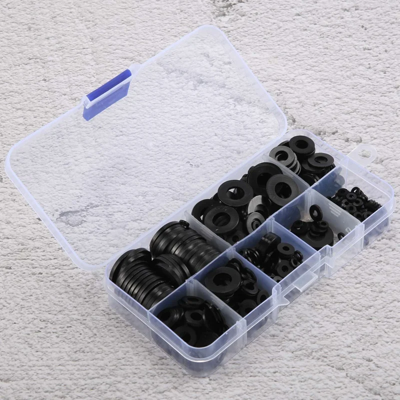 

480 Pcs Nylon Flat Round Washers Gaskets Spacers Assortment Set For Screw Bolt(Black)