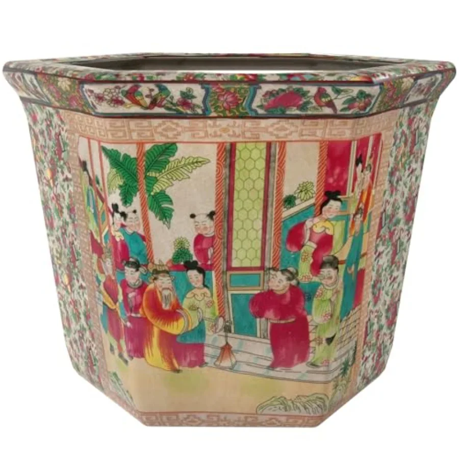 

10 фарфоровых цветочных горшков с медальоном в виде розы