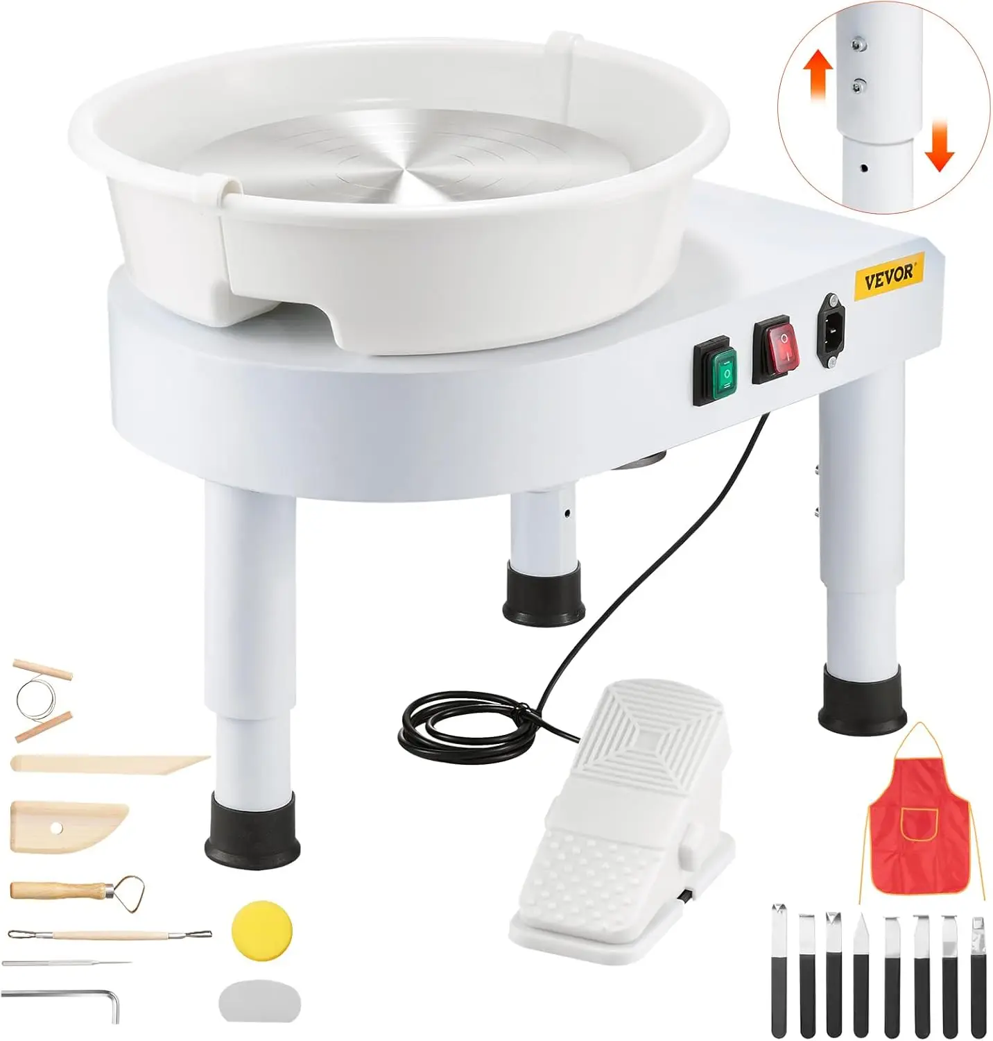 

Pottery Wheel For Adults Ceramic Forming Machine 11in 28cm Adjustable Lift Leg 350W Professional Kit Foot Pedal Detachable Basin